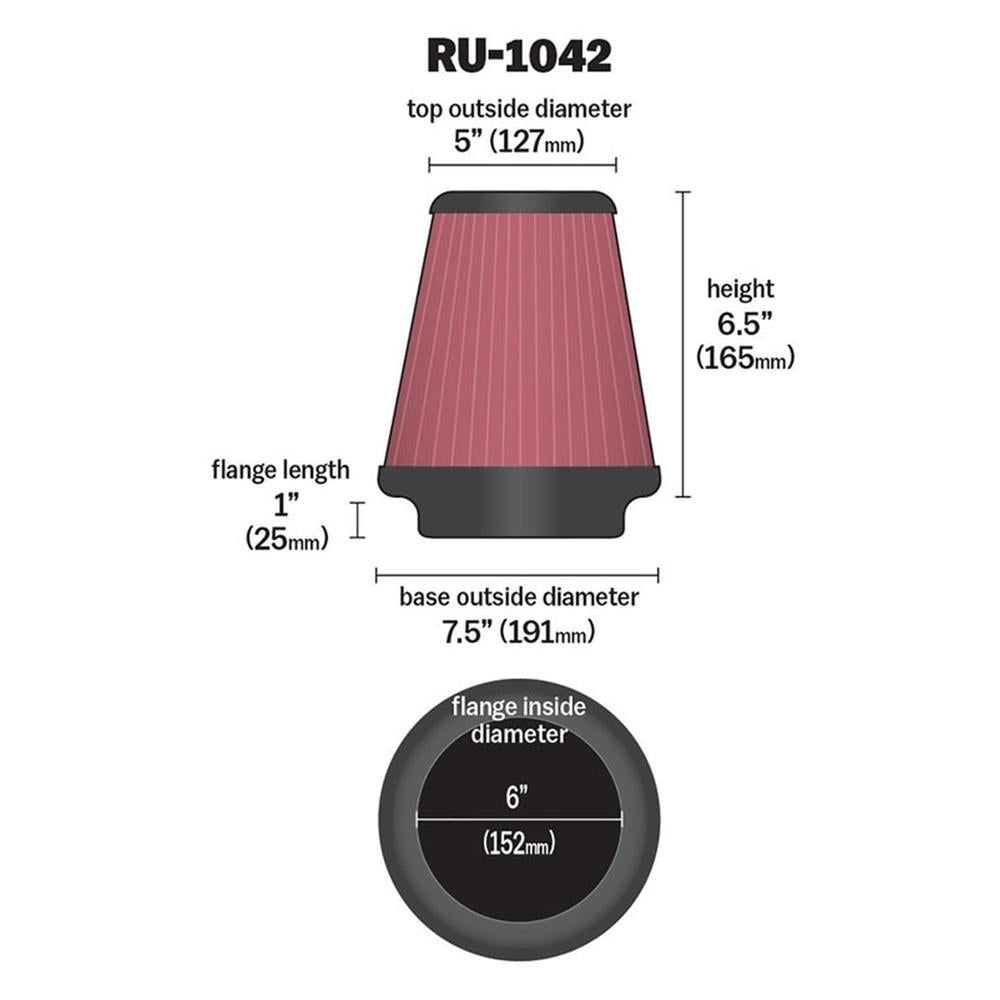 FILTRE A AIR UNIVERSEL K&N RU-1042