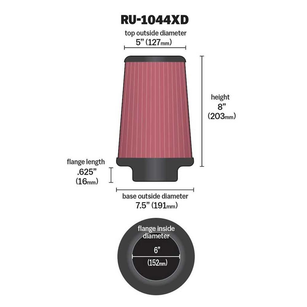 FILTRE A AIR UNIVERSEL K&N RU-1044XD