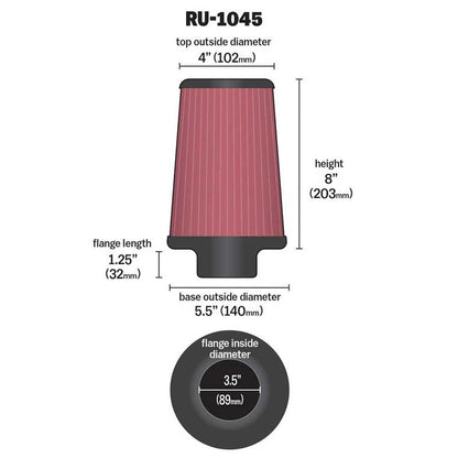 FILTRE A AIR UNIVERSEL K&N RU-1045