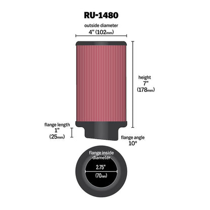 FILTRE A AIR UNIVERSEL K&N RU-1480