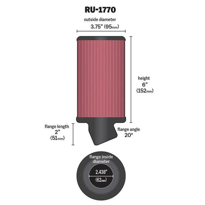 FILTRE A AIR UNIVERSEL K&N RU-1770