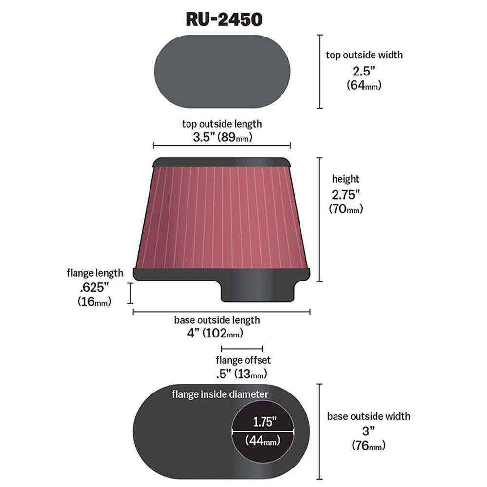 FILTRE A AIR UNIVERSEL K&N RU-2450