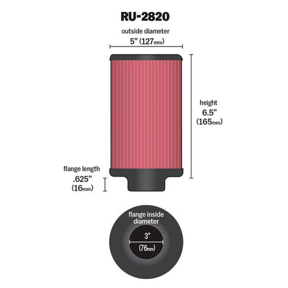 FILTRE A AIR UNIVERSEL K&N RU-2820