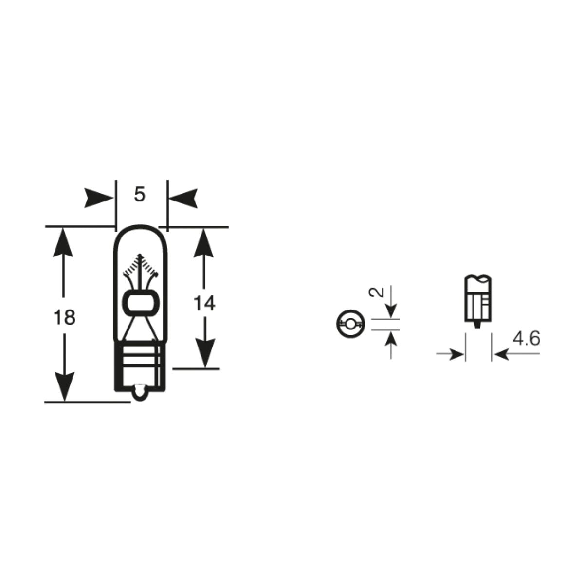 2 AMPOULES 12V 1.2W W2X4.6D VERT (BLISTER) RING z