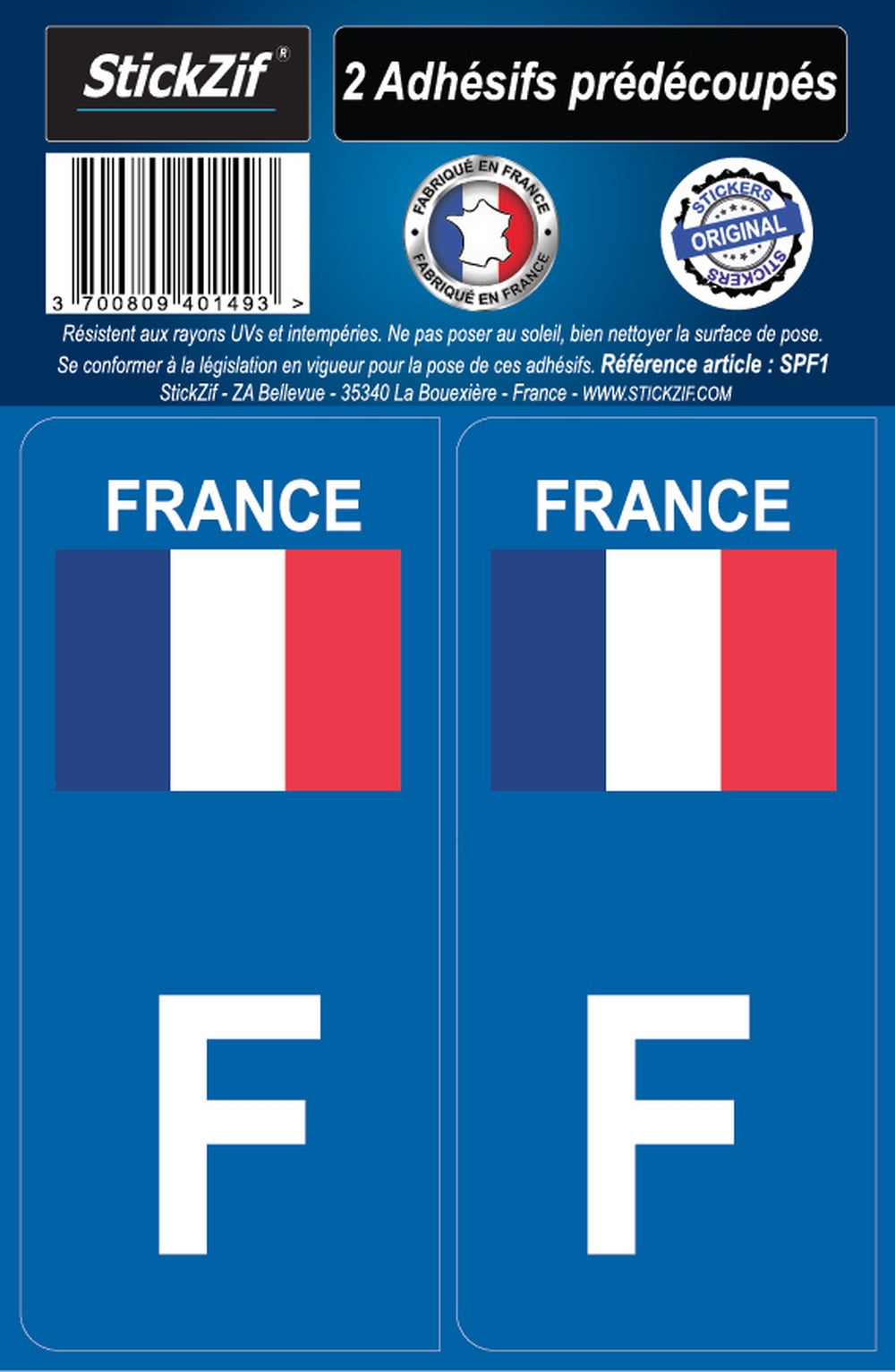 ADHESIFS PAYS DRAPEAU FRANCE X2