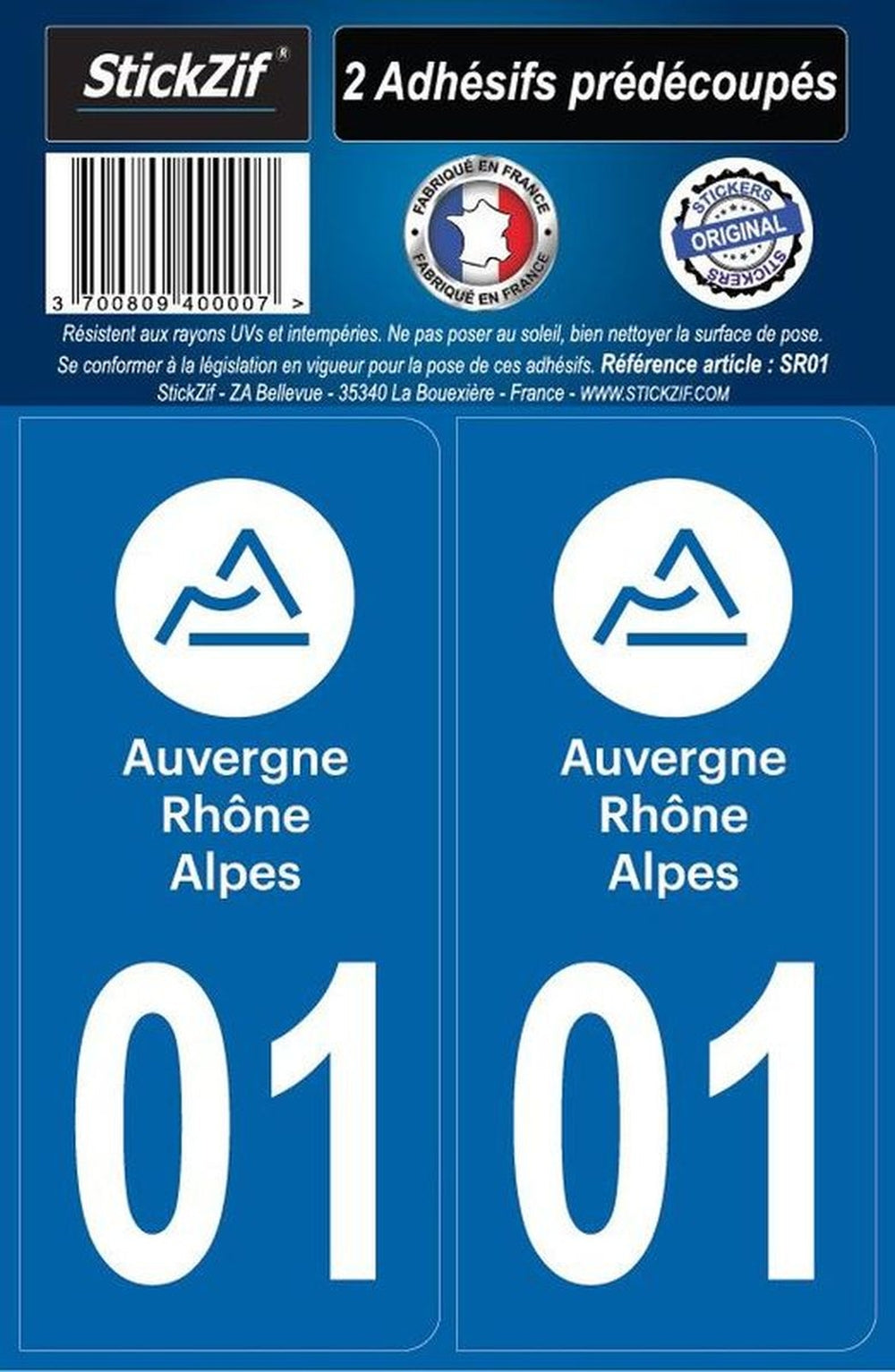 ADHESIFS REGION DEPARTEMENT 01 AUVERGNE RHONE ALPES X2