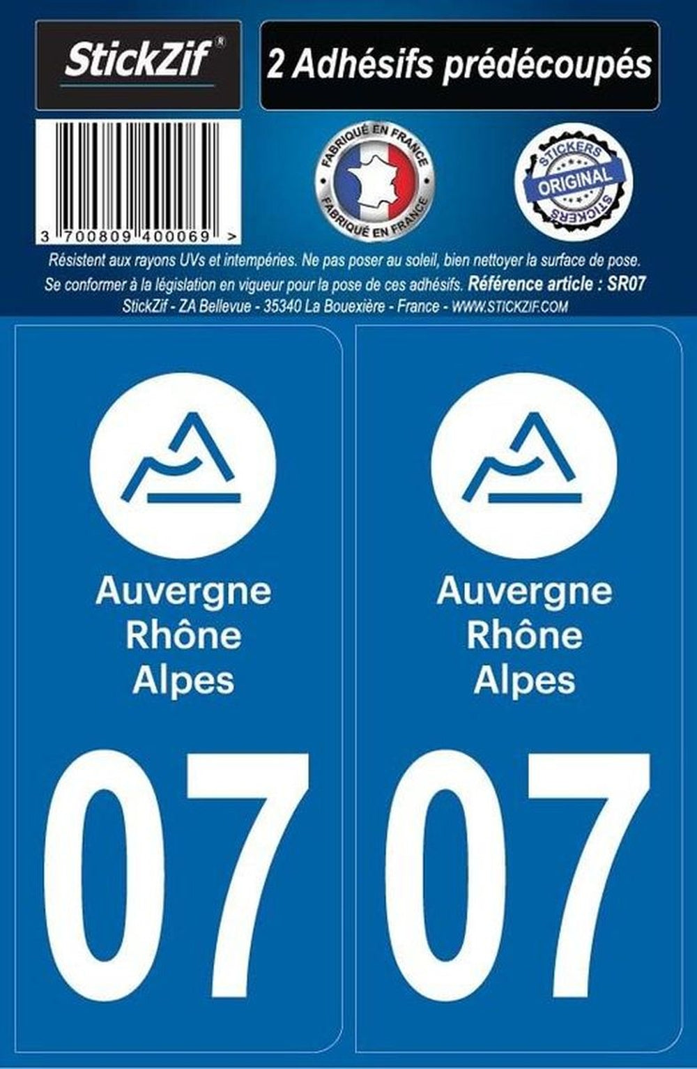 ADHESIFS REGION DEPARTEMENT 07 AUVERGNE RHONE ALPES X2