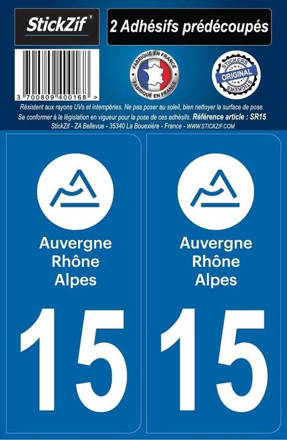 ADHESIFS REGION DEPARTEMENT 15 AUVERGNE RHONE ALPES X2