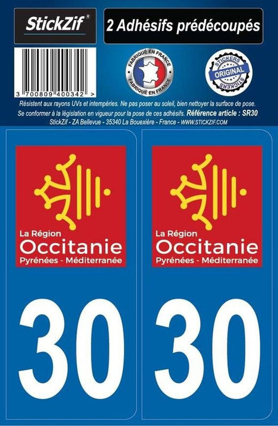 ADHESIFS REGION DEPARTEMENT 30 OCCITANIE X2