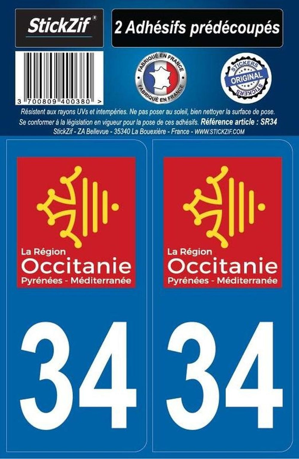 ADHESIFS REGION DEPARTEMENT 34 OCCITANIE X2