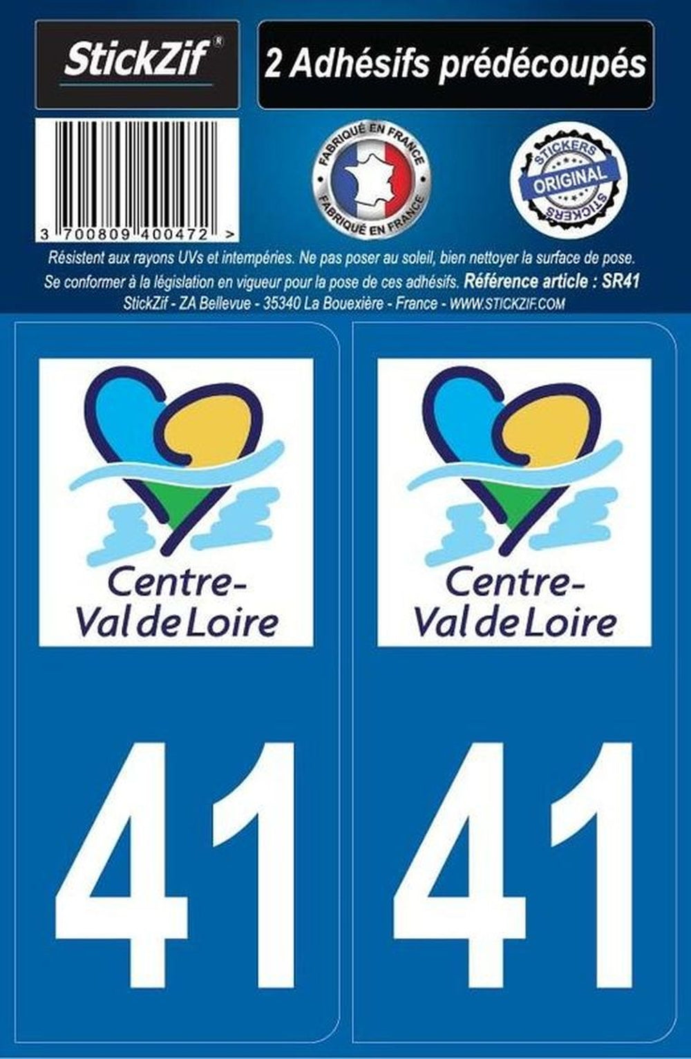 ADHESIFS REGION DEPARTEMENT 41 CENTRE VAL DE LOIRE X2