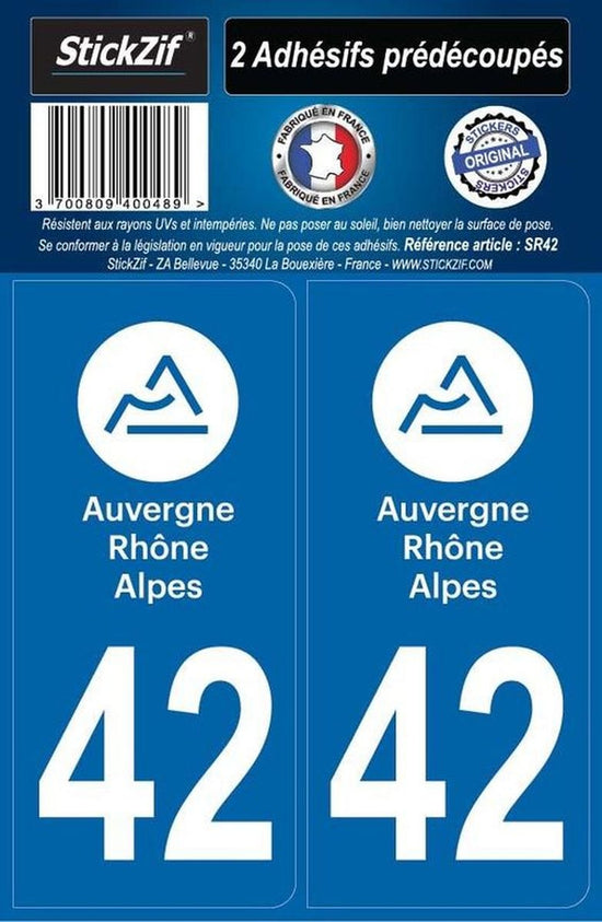 ADHESIFS REGION DEPARTEMENT 42 AUVERGNE RHONE ALPES X2