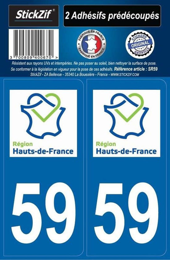 ADHESIFS REGION DEPARTEMENT 59 HAUTS DE FRANCE X2