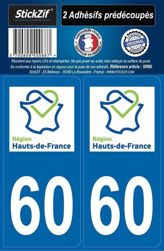 ADHESIFS REGION DEPARTEMENT 60 HAUTS DE FRANCE X2