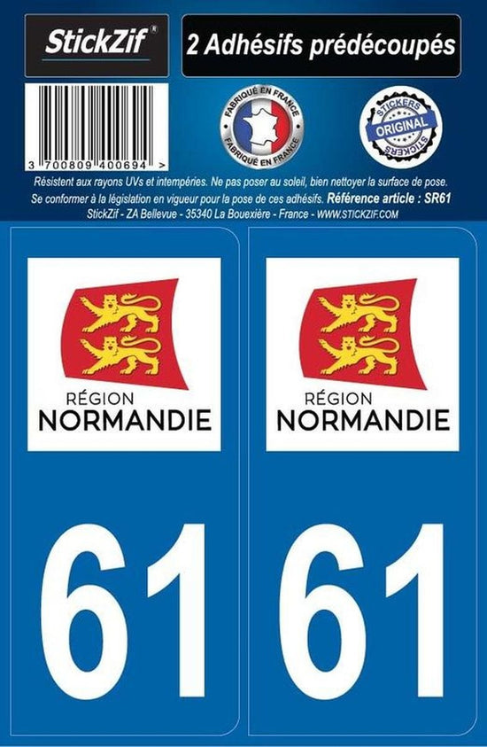 ADHESIFS REGION DEPARTEMENT 61 NORMANDIE X2