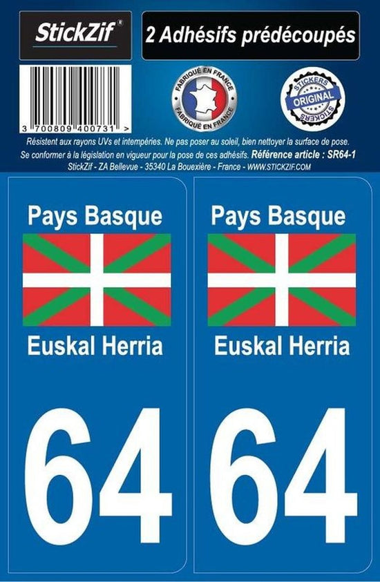 ADHESIFS REGION DEPARTEMENT 64 PAYS BASQUE / EUSKAL HERRIA X2