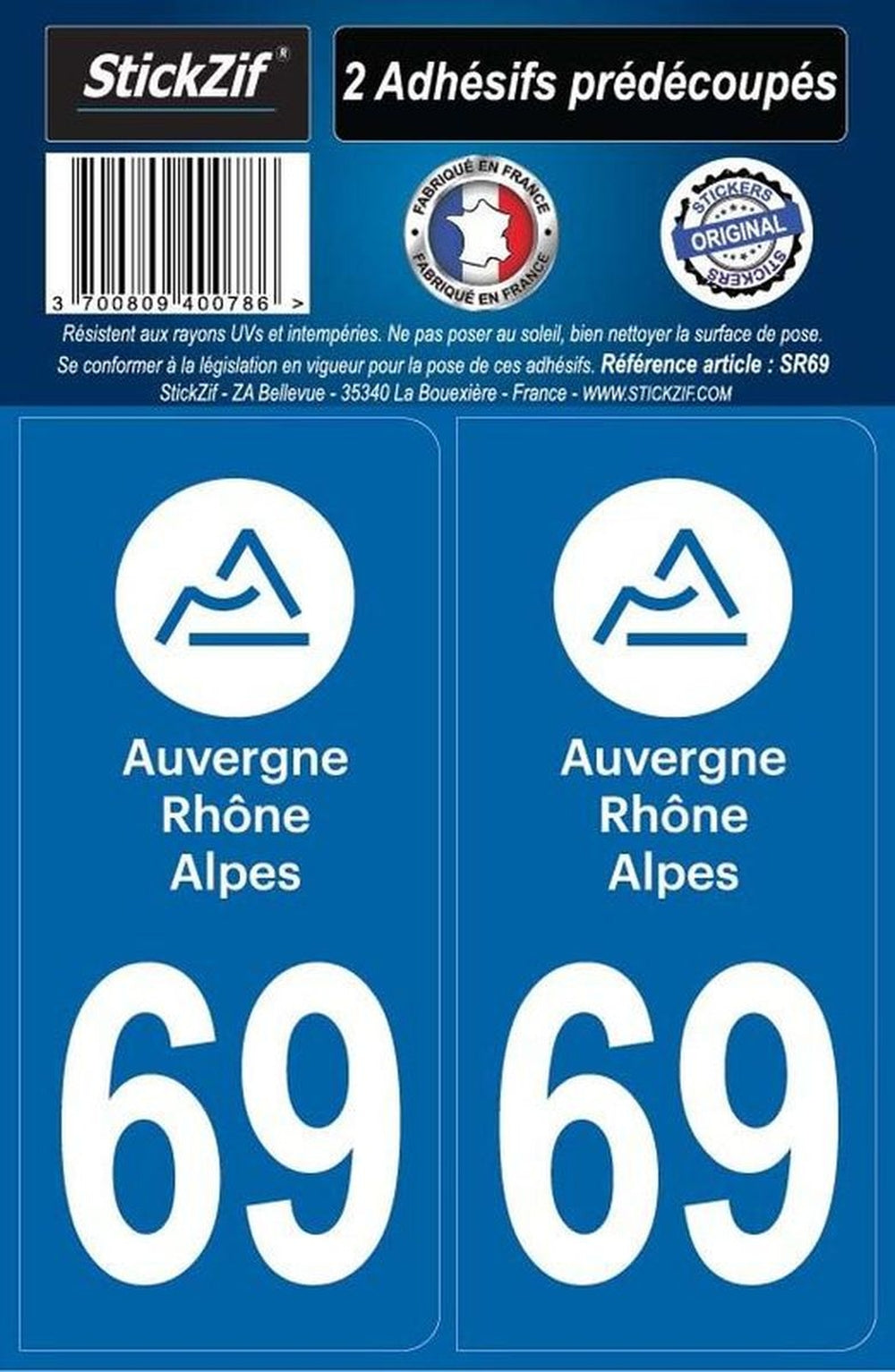 ADHESIFS REGION DEPARTEMENT 69 AUVERGNE RHONE ALPES X2