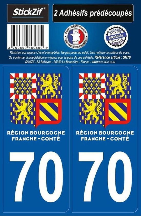 ADHESIFS REGION DEPARTEMENT 70 BOURGOGNE FRANCHE COMTE X2