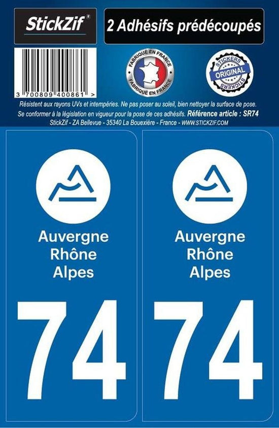 ADHESIFS REGION DEPARTEMENT 74 AUVERGNE RHONE ALPES X2