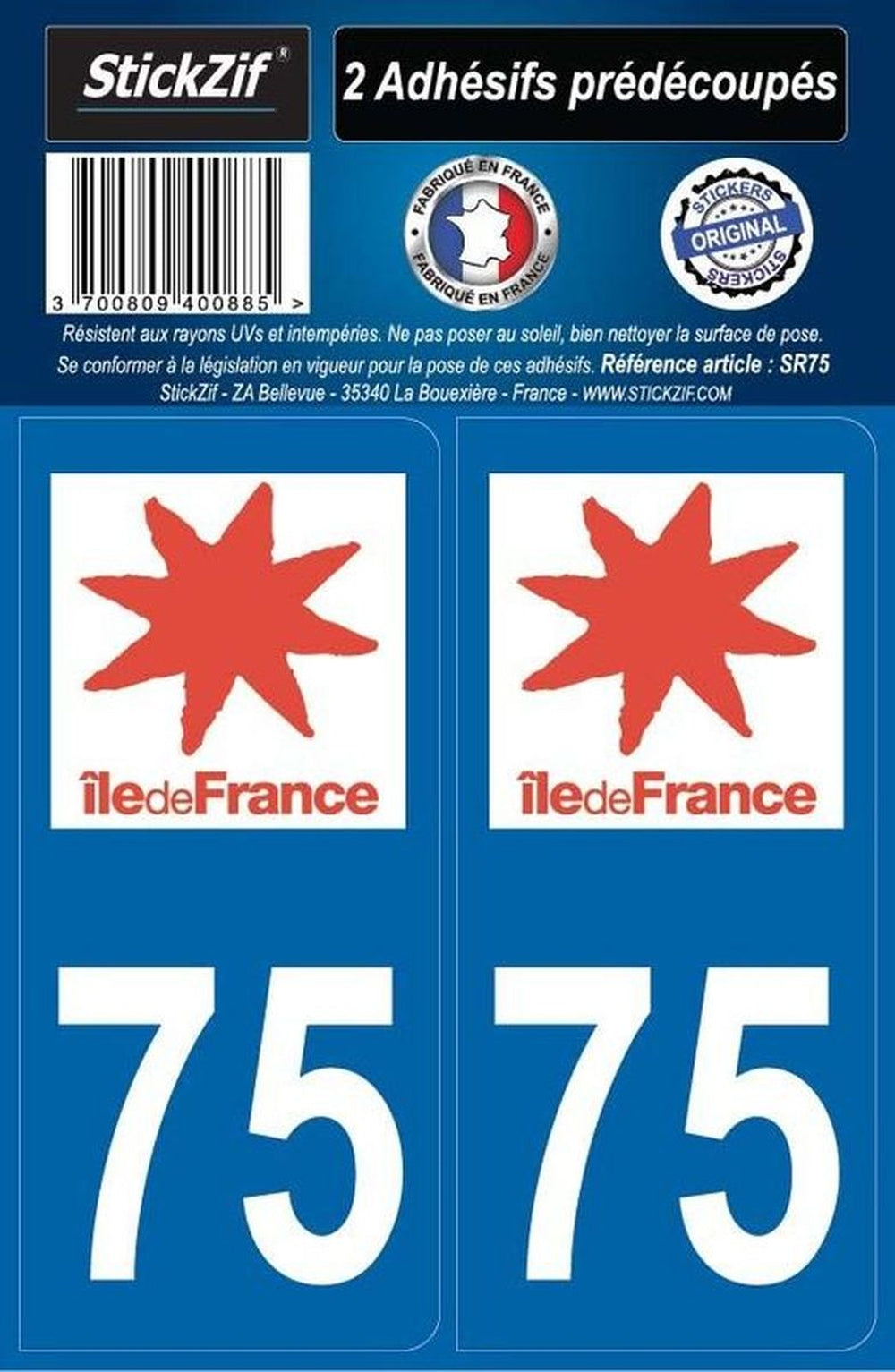 ADHESIFS REGION DEPARTEMENT 75 ILE DE FRANCE X2