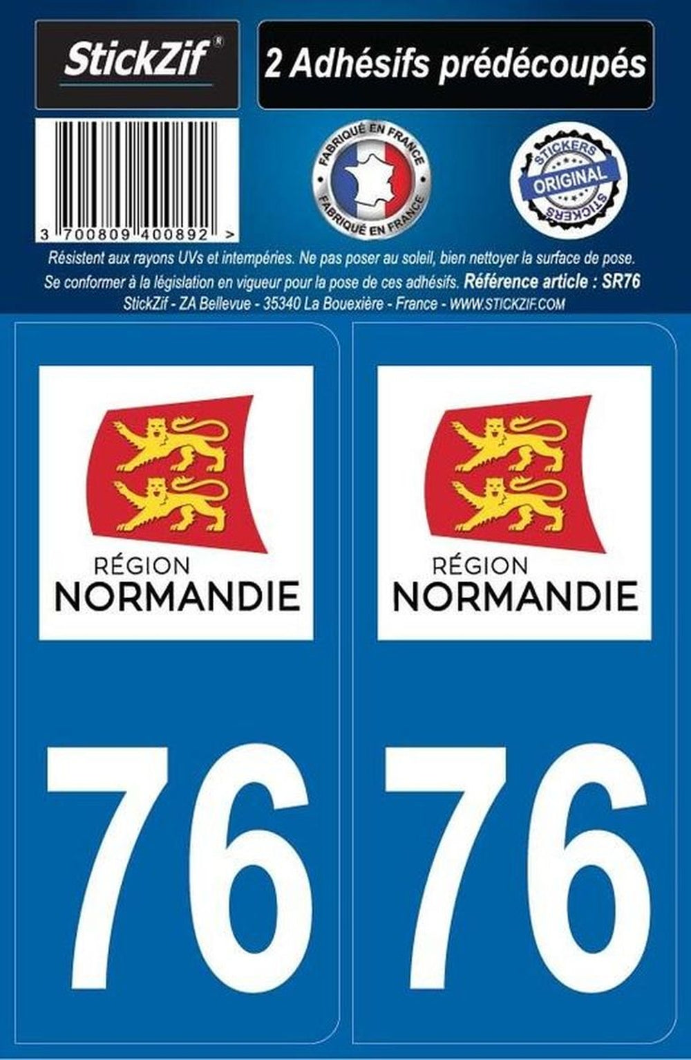 ADHESIFS REGION DEPARTEMENT 76 NORMANDIE X2