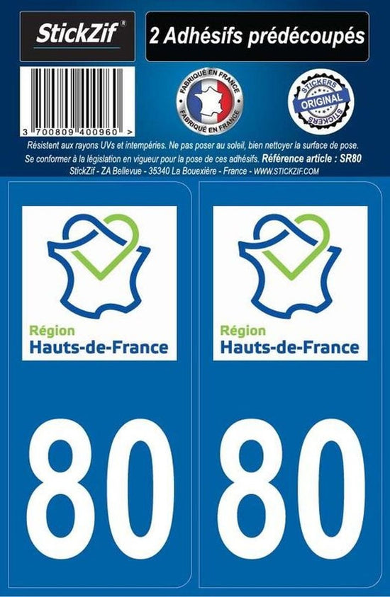 ADHESIFS REGION DEPARTEMENT 80 HAUTS DE FRANCE X2