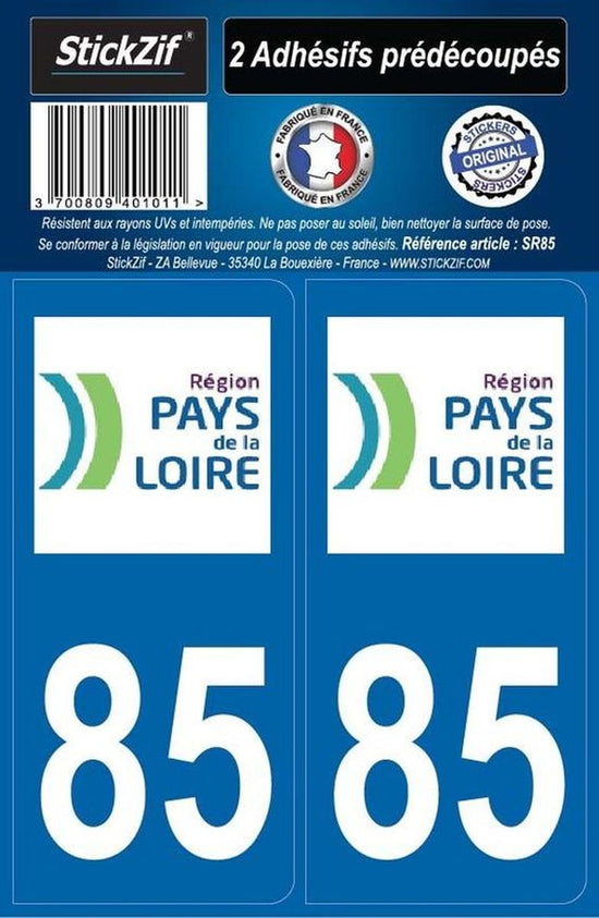 ADHESIFS REGION DEPARTEMENT 85 PAYS DE LA LOIRE X2