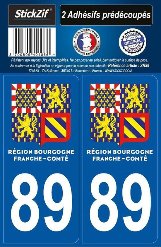 ADHESIFS REGION DEPARTEMENT 89 BOURGOGNE FRANCHE COMTE X2