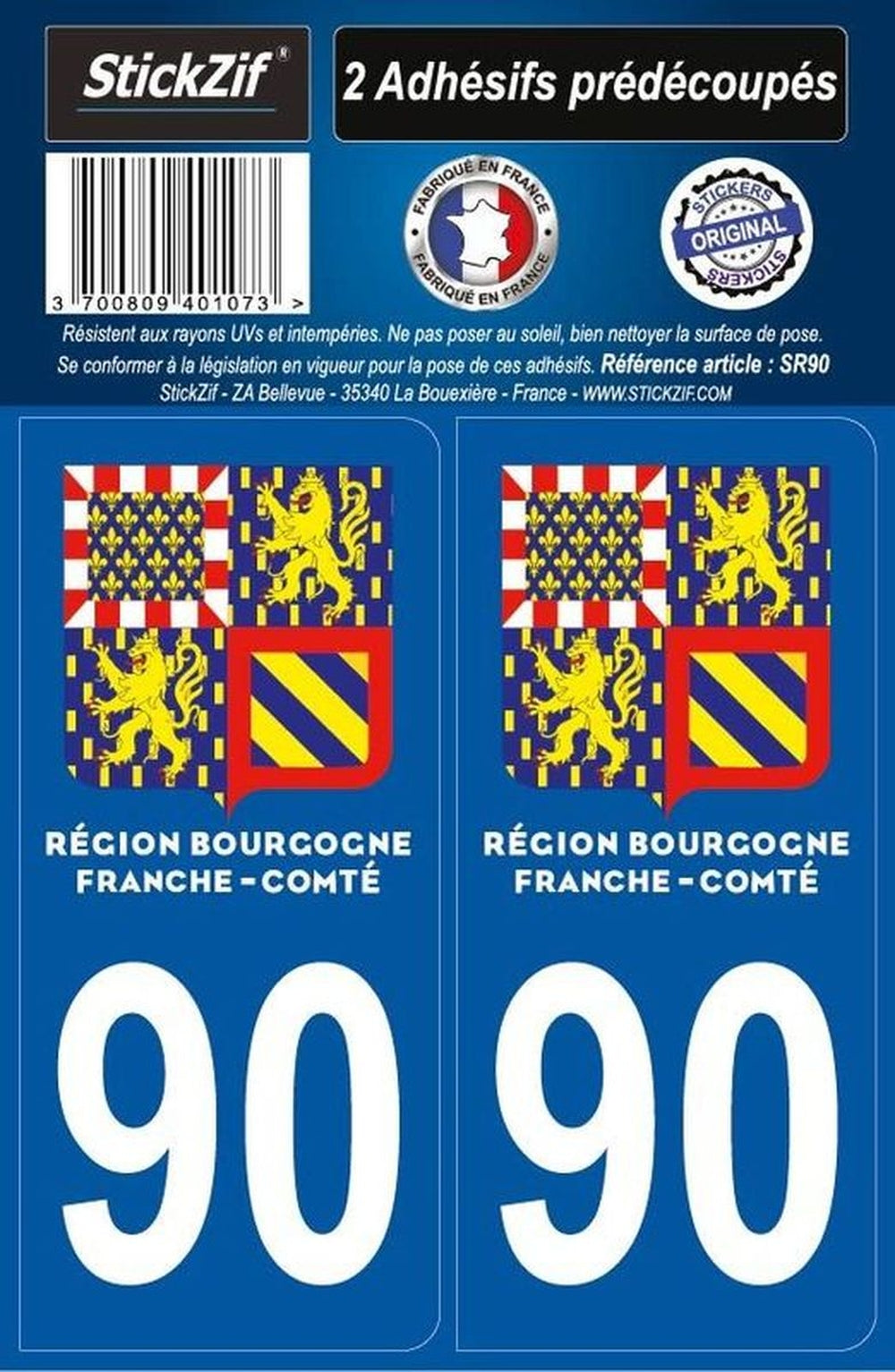 ADHESIFS REGION DEPARTEMENT 90 BOURGOGNE FRANCHE COMTE X2