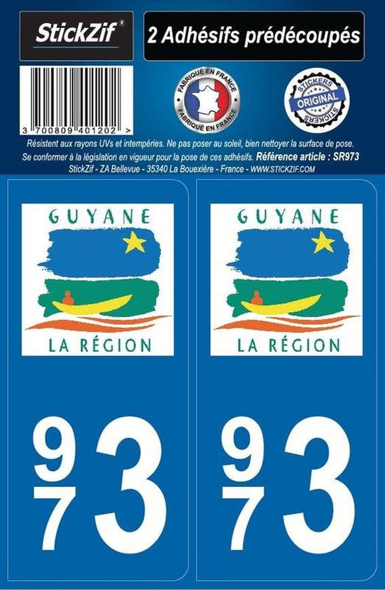 ADHESIFS REGION DEPARTEMENT 973 GUYANE X2