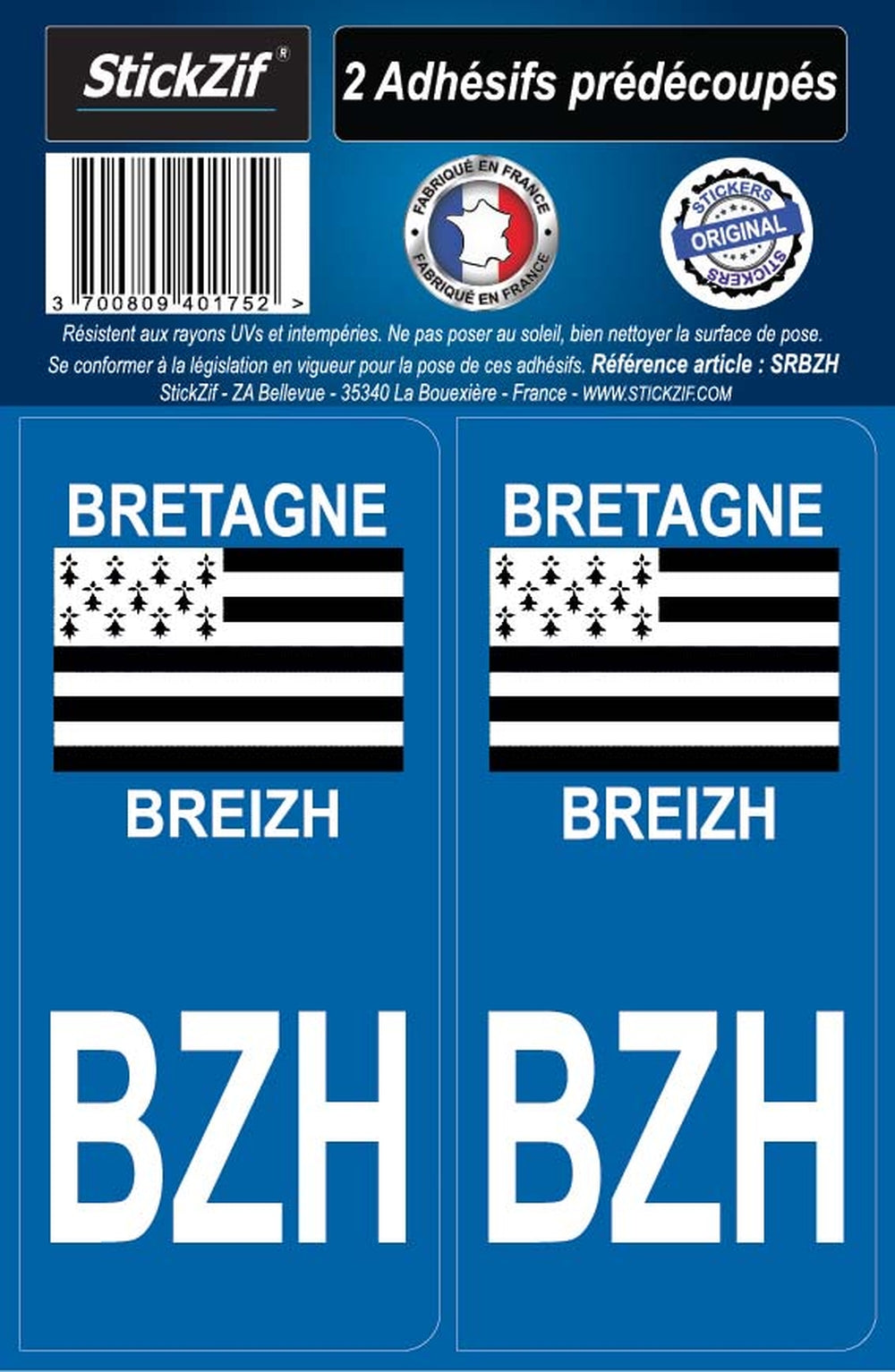 ADHESIFS REGION BRETAGNE/BREIZH BZH X2