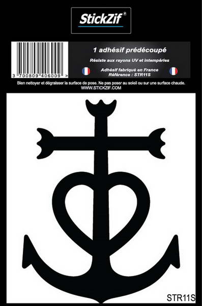 ADHESIF REGION SYMBOLE CROIX DE CAMARGUE NOIRE X1