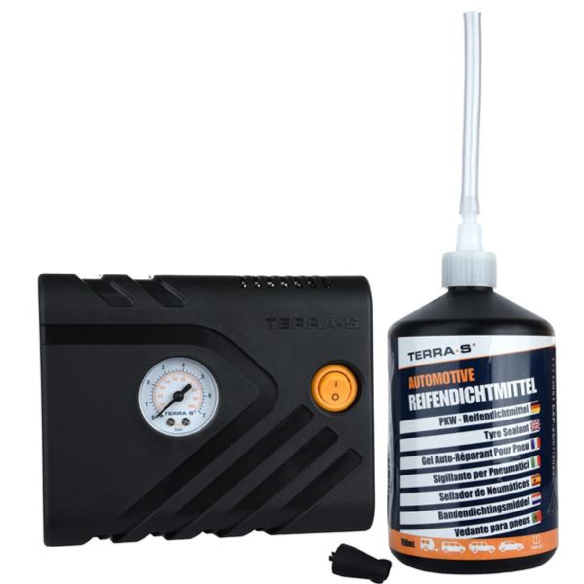 KIT ANTI-CREVAISON STANDARD COMPRESSEUR + BOUTEILLE SOUPLE 700ML TERRA S