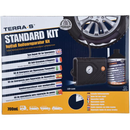 KIT ANTI-CREVAISON STANDARD COMPRESSEUR + BOUTEILLE SOUPLE 700ML TERRA S