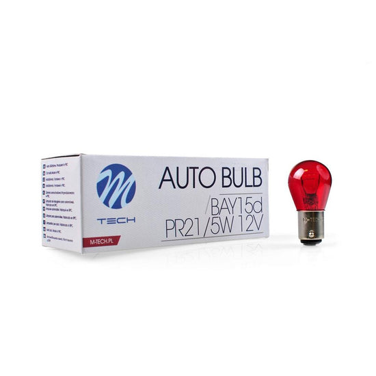 AMPOULES HALOGENES BAY15D 12V 21/5W ROUGE (BOITE DE 10) MTECH