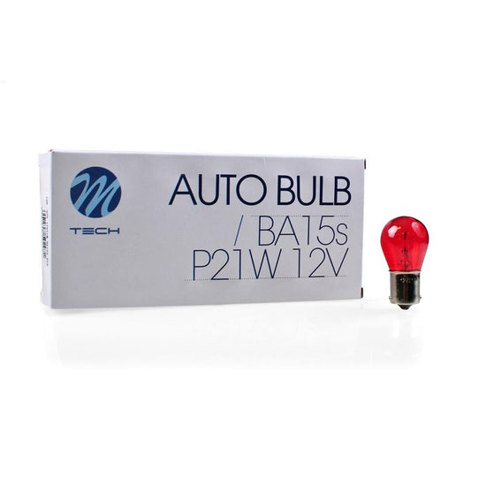 AMPOULES HALOGENES PR21W (S25) BA15S 12V 21W ROUGE (BOITE DE 10) MTECH